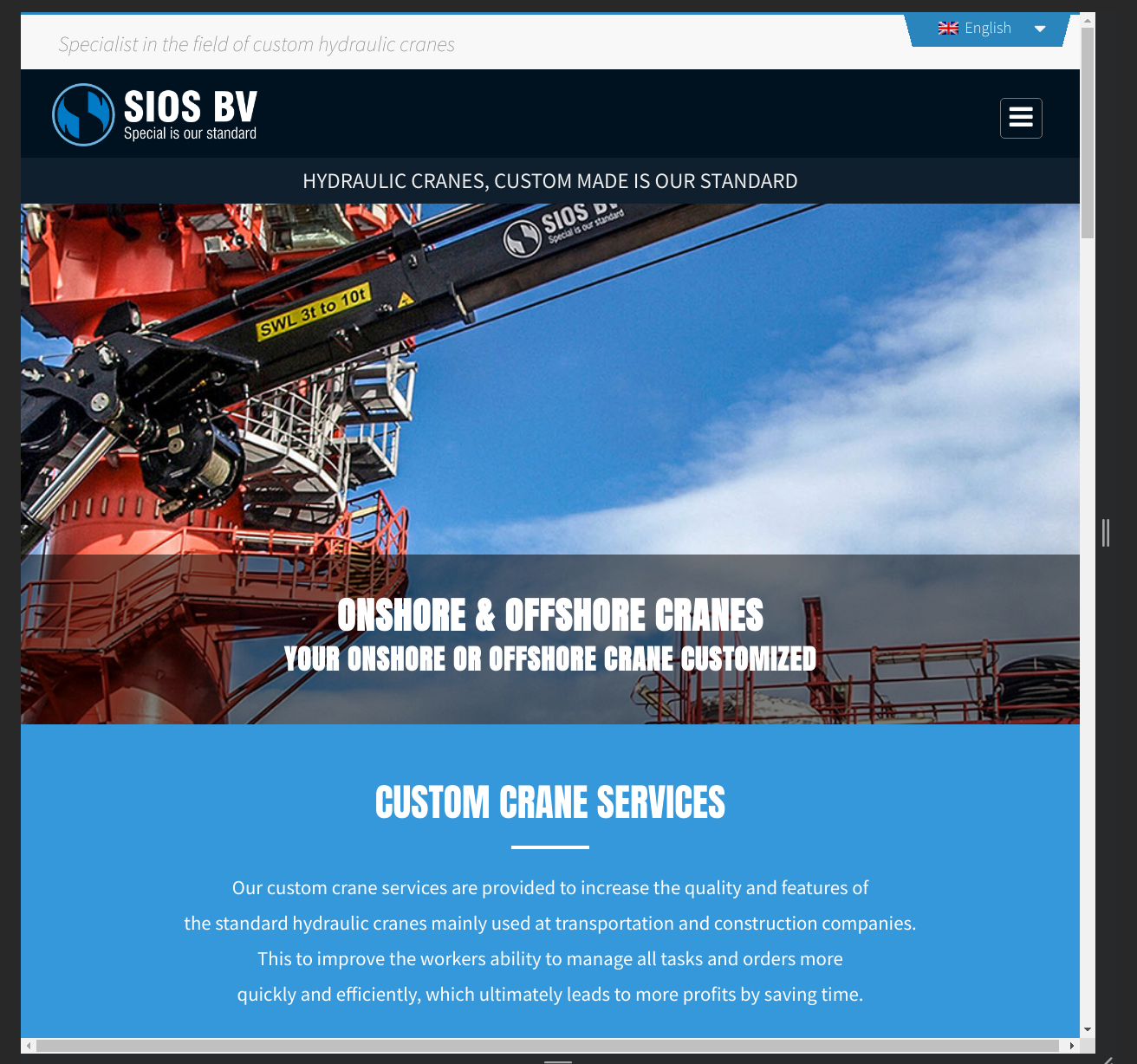 SIOS Cranes project detail page